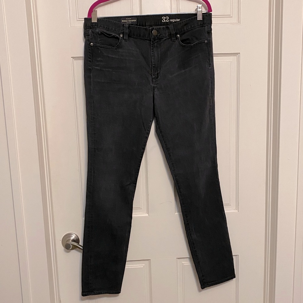 Faded black toothpick jeans from JCrew